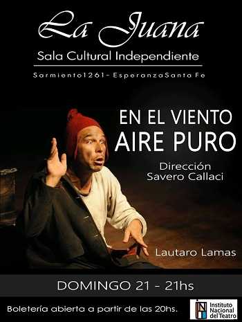 Sábado por la tarde , Seminario con Lautaro Lamas (actor y docente rosarino)Domingo 21 hs función del actor
