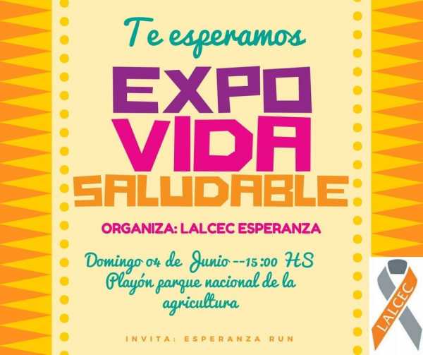 EXPO VIDA SALUDABLE, domingo 4 de junio, a partir de la hora 15, en el Parque de la Agricultura