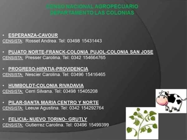 Atención para quienes no han cumplimentado Censo Nacional Agropecuario Dto Las Colonias