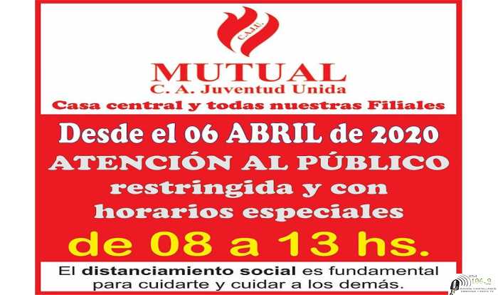 Mutual Club Juv Unida de Humboldt abre sus locales a partir del lunes 6 abril