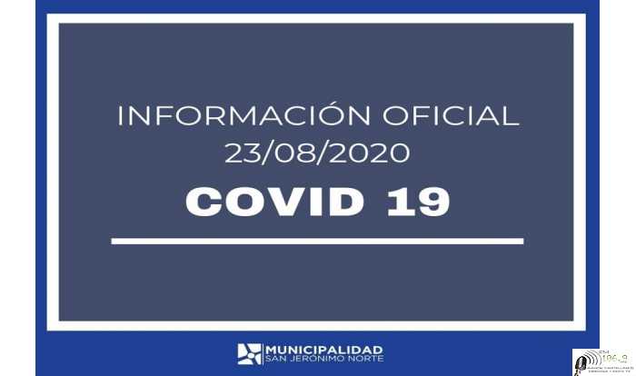 Información oficial 23/08/2020 La Municipalidad de San Jerónimo Norte confirma 3 casos positivos de COVID-19