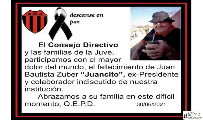 Asoc Dep Juv anuncia el fallecimiento de Juancito Zuber 