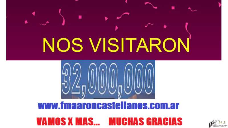 Llegamos a 32.000.000 de visitas a www.fmaaroncastellanos.com.ar de Esperanza al Mundo