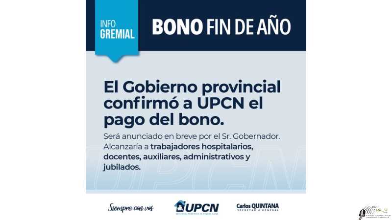 UPCN anuncio que el Gobierno Provincial otorgará un bono