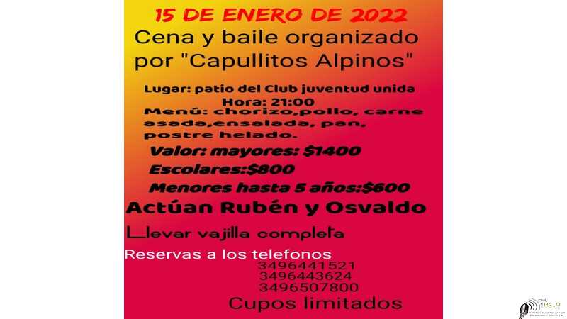Se realiza cena de Capullitos Alpinos  15 Enero en pista del Club Juv Unida Humboldt