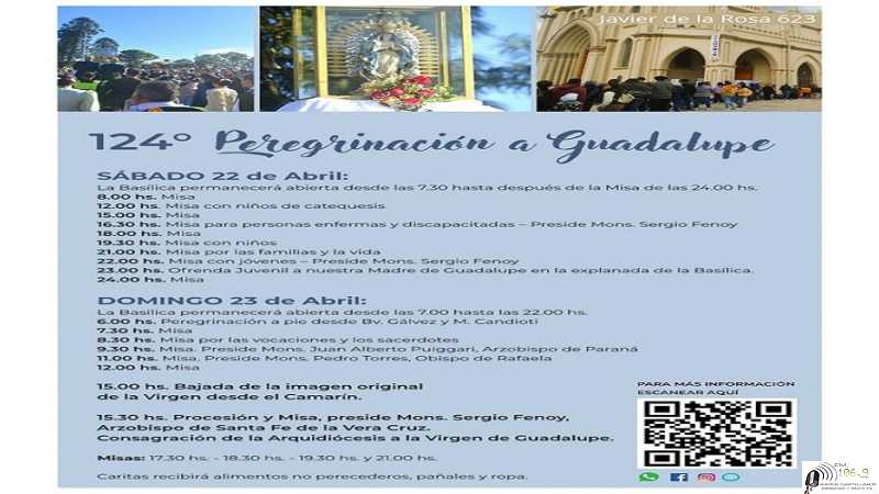Sábado 22 y domingo 23 de Abril 2023 peregrinación a la Virgen de Guadalupe