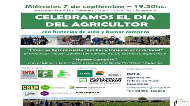 Sociedad Rural Las Colonias miércoles 7 de septiembre a las 19.30 hs, charla 