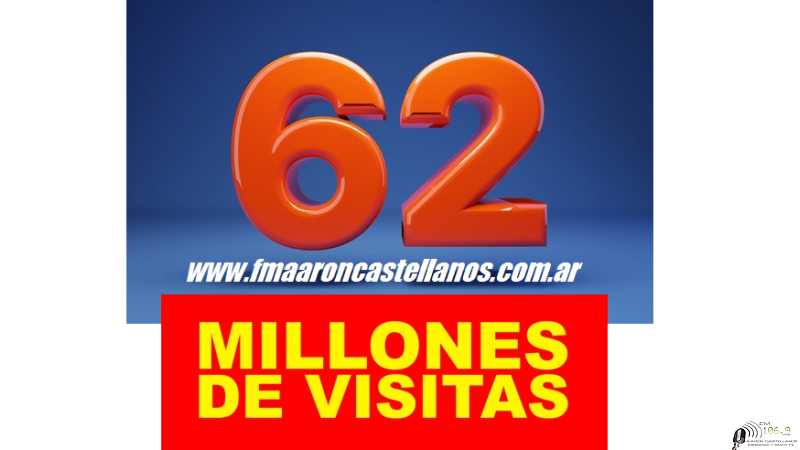 Este lunes 2 de Enero 2023 superaremos las 62.000.000 de visitas fmaaroncastellanos.com.ar