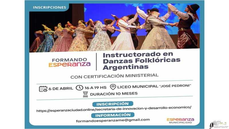 Se encuentra abierta la inscripciónmal intracturado de danzas folcloricas de la Municipalidad