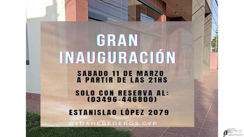 Este sábado inagura en Humboldt Los Herederos comedor y parrilla 21hs. con reservas