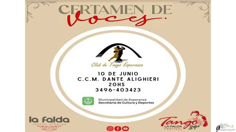 10 junio Certamen de Voces en el Dante Alighieri de Esperanza