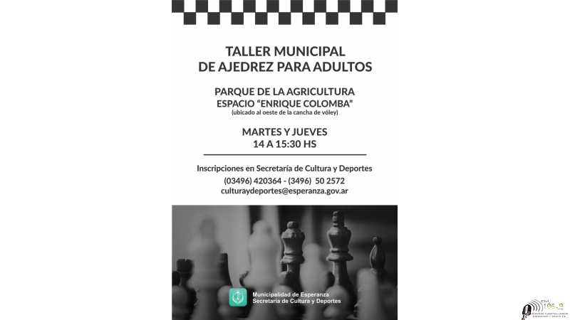 Taller de ajedrez Municipal para adultos en Parque de la Agricultura