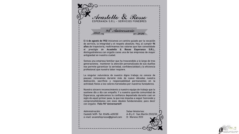 94 Aniversario servicis Acastello y Rosso Esperanza