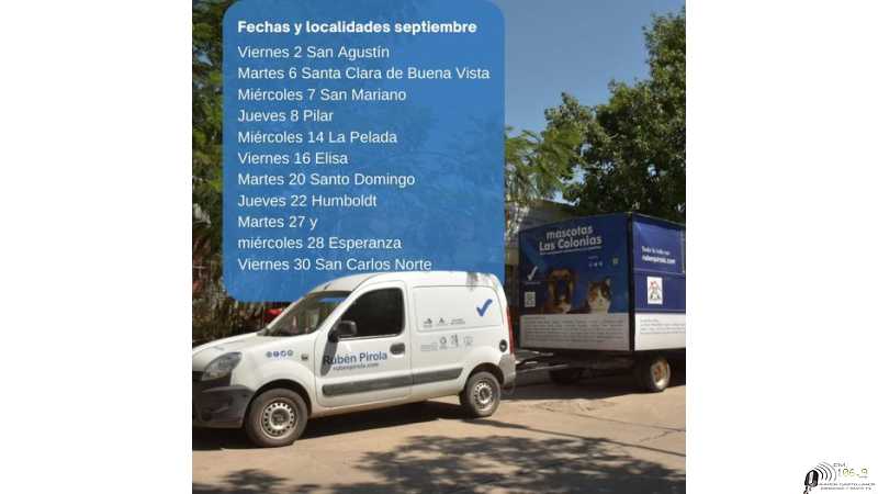 Para agendar, fechas y localidades de Mascotas Las Colonias en mes de Septiembre