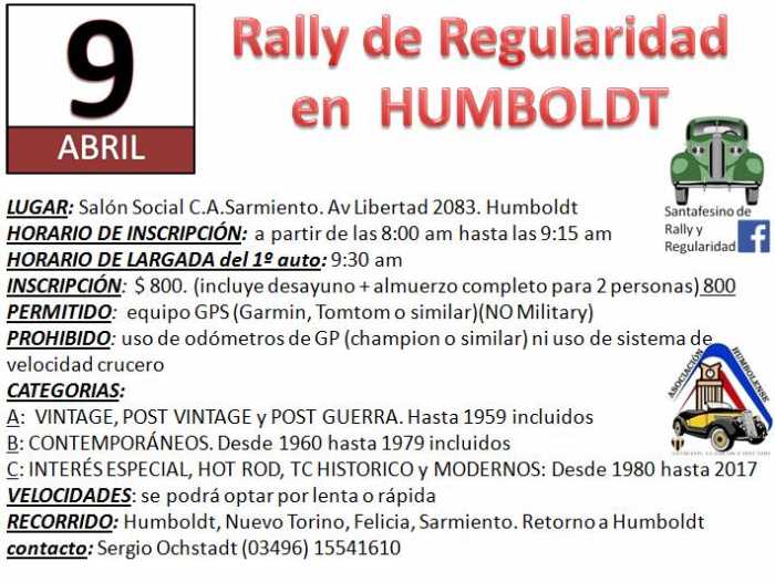 Santafesino De Rally Y Regularidad domingo 9 abril Humboldt
