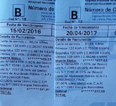 EPE. Aumento de hasta el 176 % en Tarifa a Jubilados (abril 2017 vs. feb 2016).