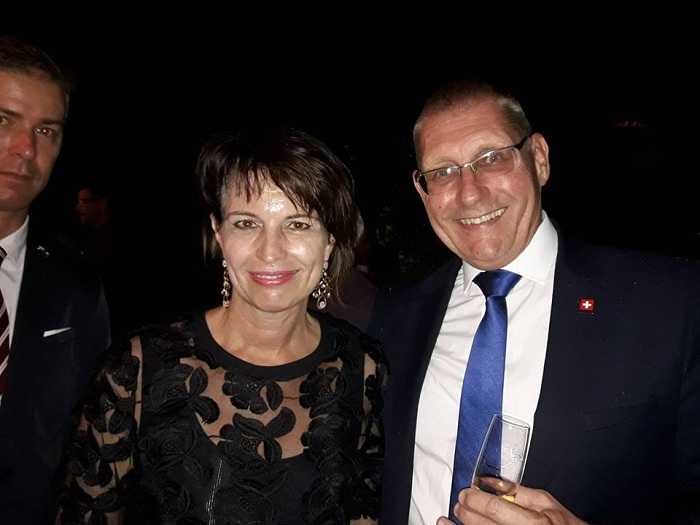 Luis Megevand presente ante visita presidencial  Doris Leuthard de Suiza