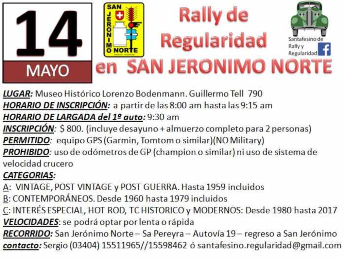 14 de Mayo Rally de Regularidad en San Jeronimo Norte