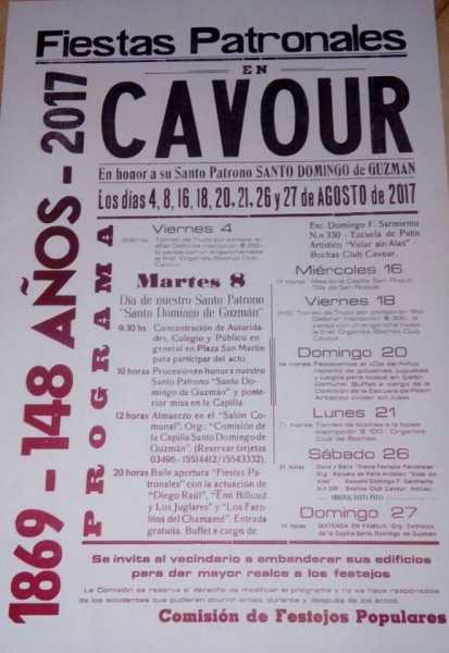 Cavour empieza a celebrar sus Fiestas Patronales martes 8 Agosto será la celebración principal