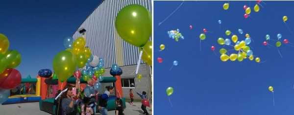 En Cululú Suelta de globos que se elevaron al cielo llevando mensajes de amistad