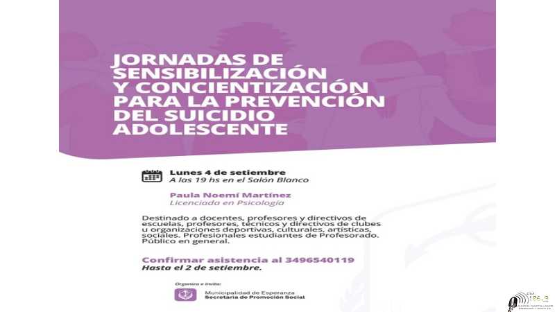 Jornada de Sensibilitación y Concientización para la prevención de suicidios en jovenes