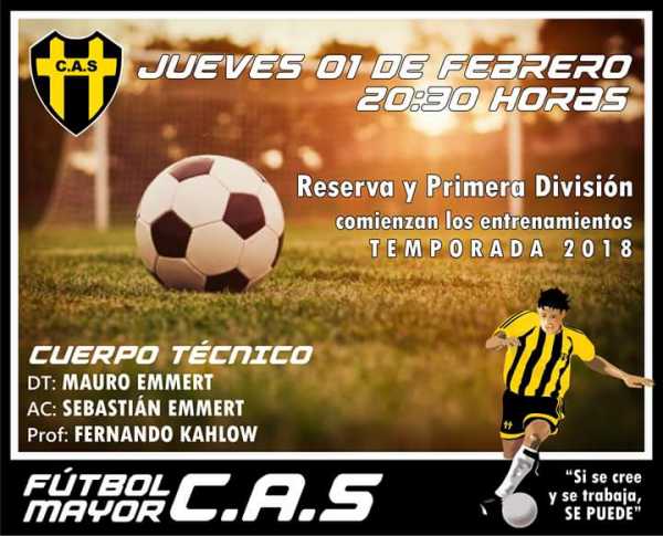 Jueves 01/02/2018 a las 20:30  comienzan practicas en Club Sarmiento Humboldt