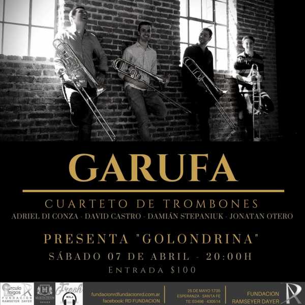 El cuarteto de Trombones GARUFA en Fundación Ramseyer Dayer invita a un concierto a realizarse el sábado 7 de abril a las 20 horas