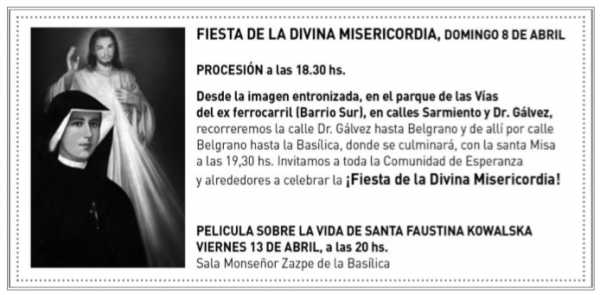 Fiesta de la Misericordia:  La Cofradía de la Virgen Niña invita para este domingo a procesión y misa