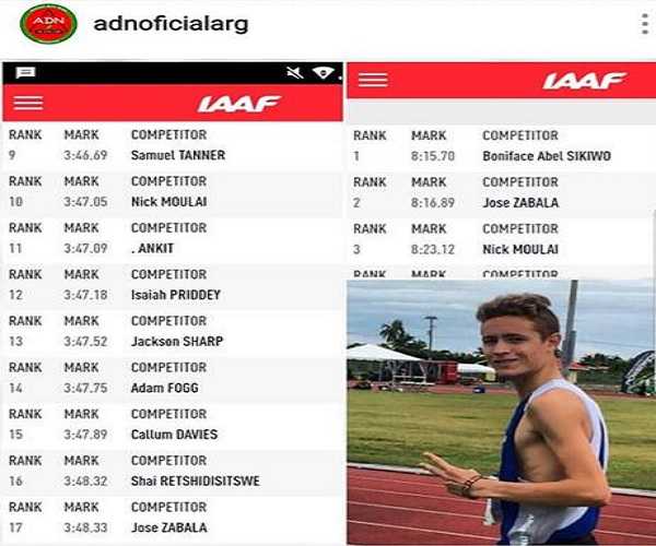 Jose  Zabala de Humboldt  2do en 3000 mts llanos en Mundial Jrs  8.16.89 