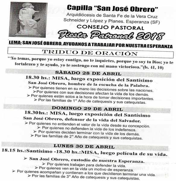 Fiesta de San José Obrero aqui las actividades que se desarrollarán