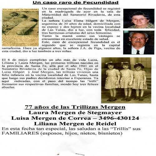 77 años celebran las trillizas Mergen 