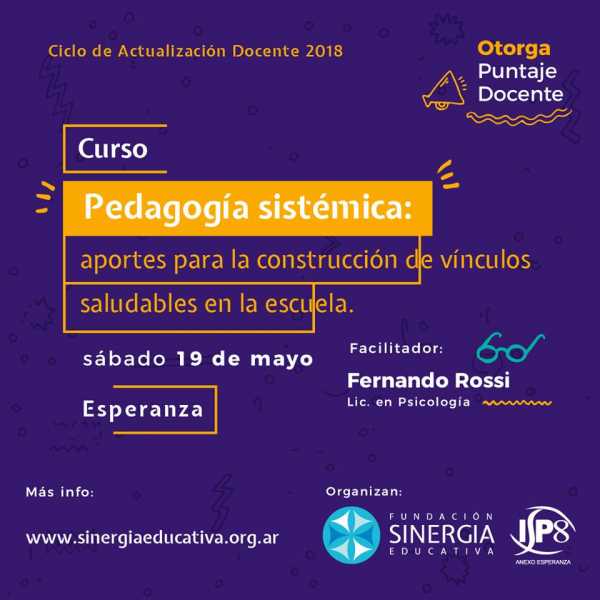 sábado 19 de mayo realizaremos el 2º curso del “Ciclo de Actualización Docente” organizado por el Instituto Nº 8 “Almte Brown”