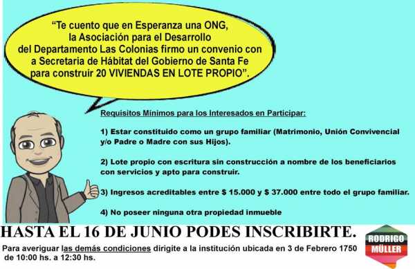 Plan de 20 viviendas en Lote Propio que gestiono la Asociación para el Desarrollo del Departamento Las Colonias.
