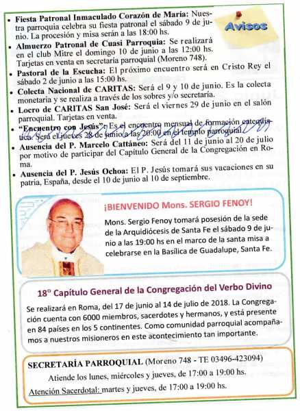 Informes varios de la Cuasi Parroquia Barrio Sur