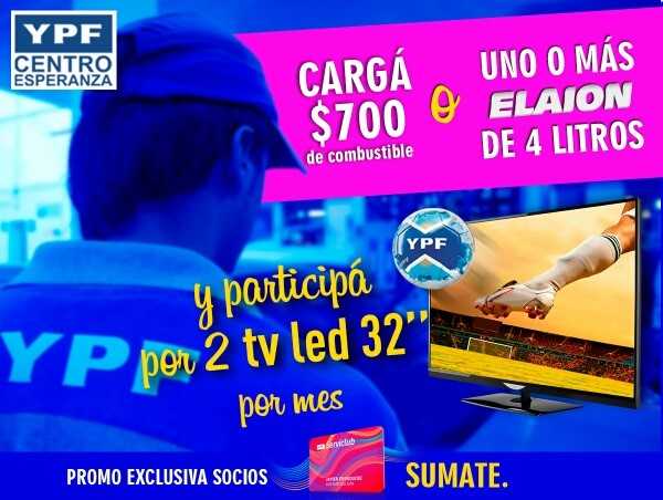 Y P F Centro lo hace participár de sorteo de 2 tv 32 pulgadas Led x mes