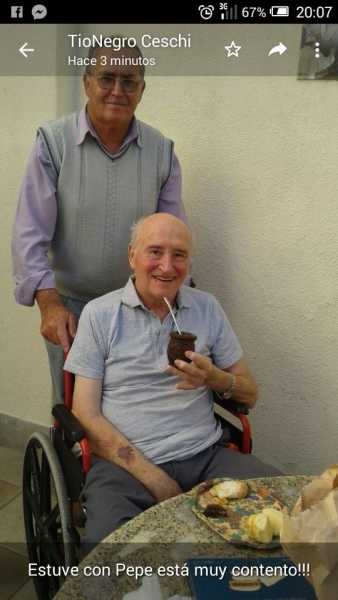 Padre Ceschi en Rosario sigue su recuperación hace un año tenia un ACV  aqui junto a su hno Emilio