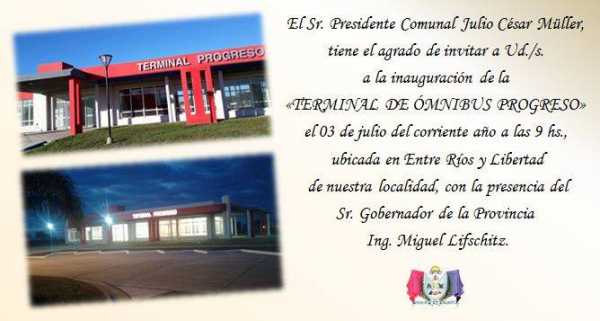 Martes 3 de Julio en localidad de Progreso inaguran Terminal Omnibus y 4 viviendas