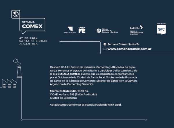 Semana Comex 6ta edición miercoles 18 julio en saloón auditorio CICAE