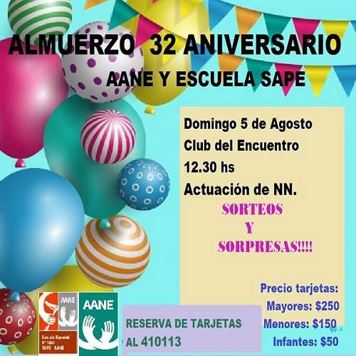 32 Aniv AANE Y ESCUELA SAPE CELEBRAN CON ALMUERZO 5 AGOSTO 