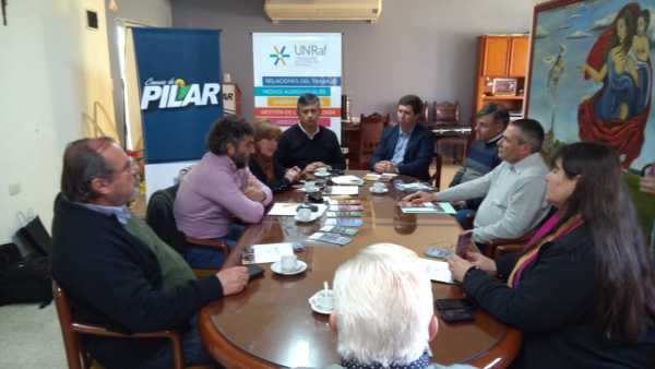 Reunión en Pilar Ruben Pirola,Vice Rectora Prof Rosario Cristiani y el secretario general Mauricio Roberto Caussi Bonetto de la @UNRaf