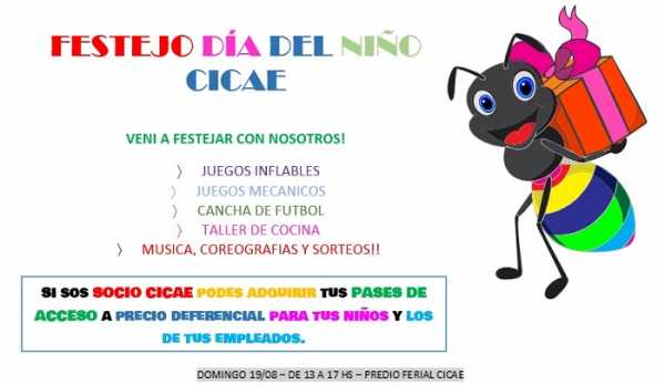 Domingo 19 en el CICAE se celebra el dia del niño de 13 a 17 horas
