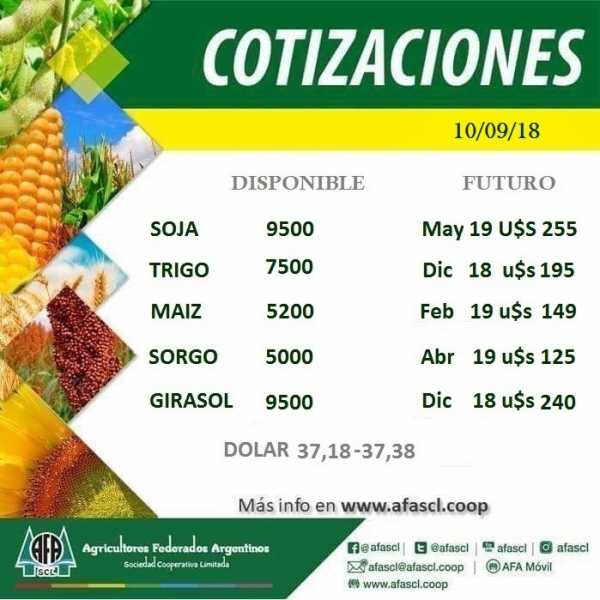 AFA Humboldt cotización granos  11/9/2018