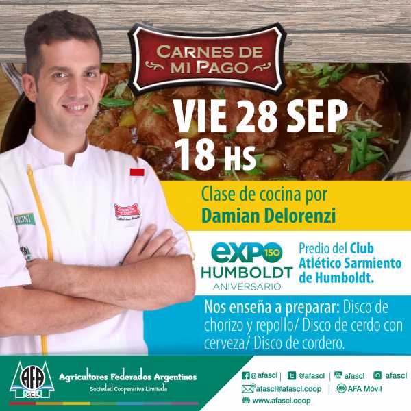 Chef Damian Delorenzi viernes 18 horas en EXPO HUMBOLDT presenta AFA Humboldt