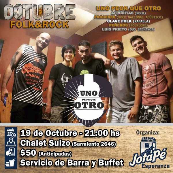 Convocan a disfrutar FolkyRock  19 octubre Chalet Suizo  (en 2 fotos enterese de que se trata)