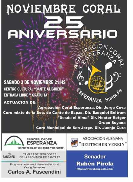 3 DE NOV Agrupación Coral Esperanza celebrara sus 25 aniv 