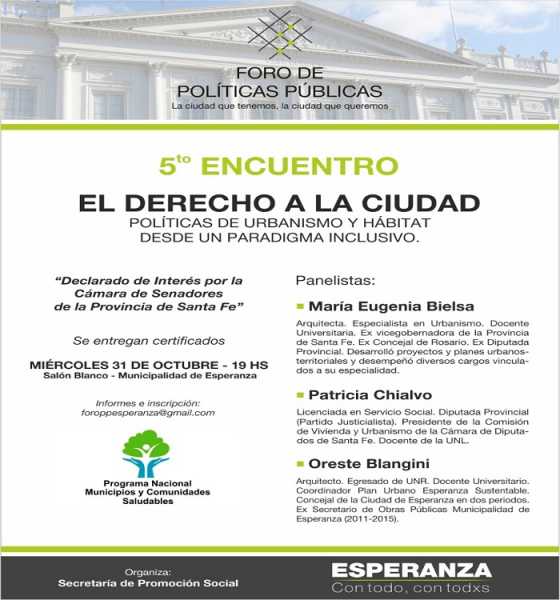  El derecho a la ciudad: Políticas de Urbanismo y hábitat desde un paradigma inclusivo. 