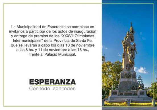 Olimpiadas Municipales este fin de semana en Esperanza