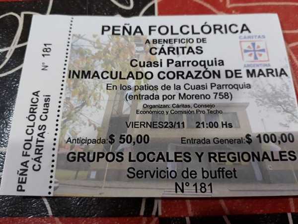 Gran Peña folclórica !! El viernes 23/11 a las 21 hs en el patio de la Cuasi Parroquia calle Moreno 758.