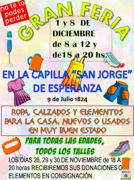 Gran Feria en Capilla San Jorge 1° y 8 de Diciembre