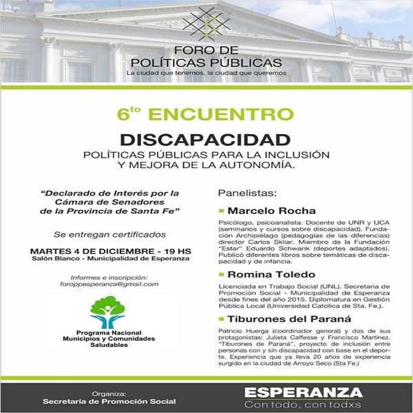 Los invitamos al sexto y último encuentro de este año del foro de políticas públicas “La ciudad que tenemos, la ciudad que queremos”.